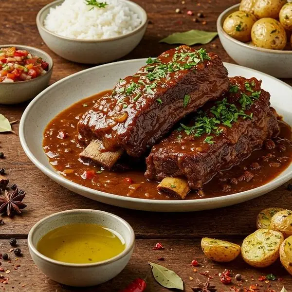 Combo Família de Costelão de Boi - Arroz, Vinagrete e Batatas com ervas.
