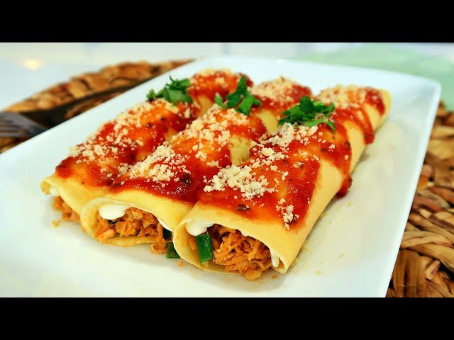 Panqueca de frango desfiado com ricota